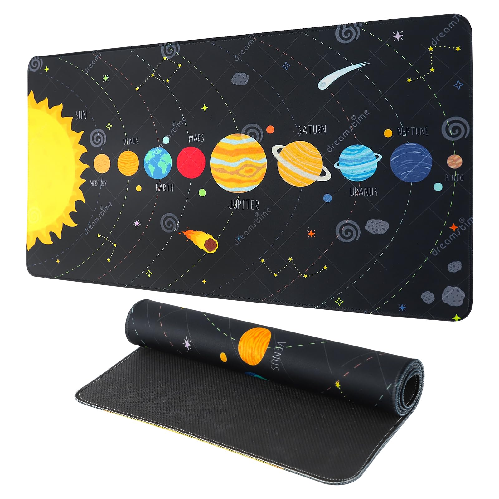 GmeDhc Desk Mat for Children, 30 x 70 cm, Large Gaming Mouse Pad, Space Planet Desk Pad