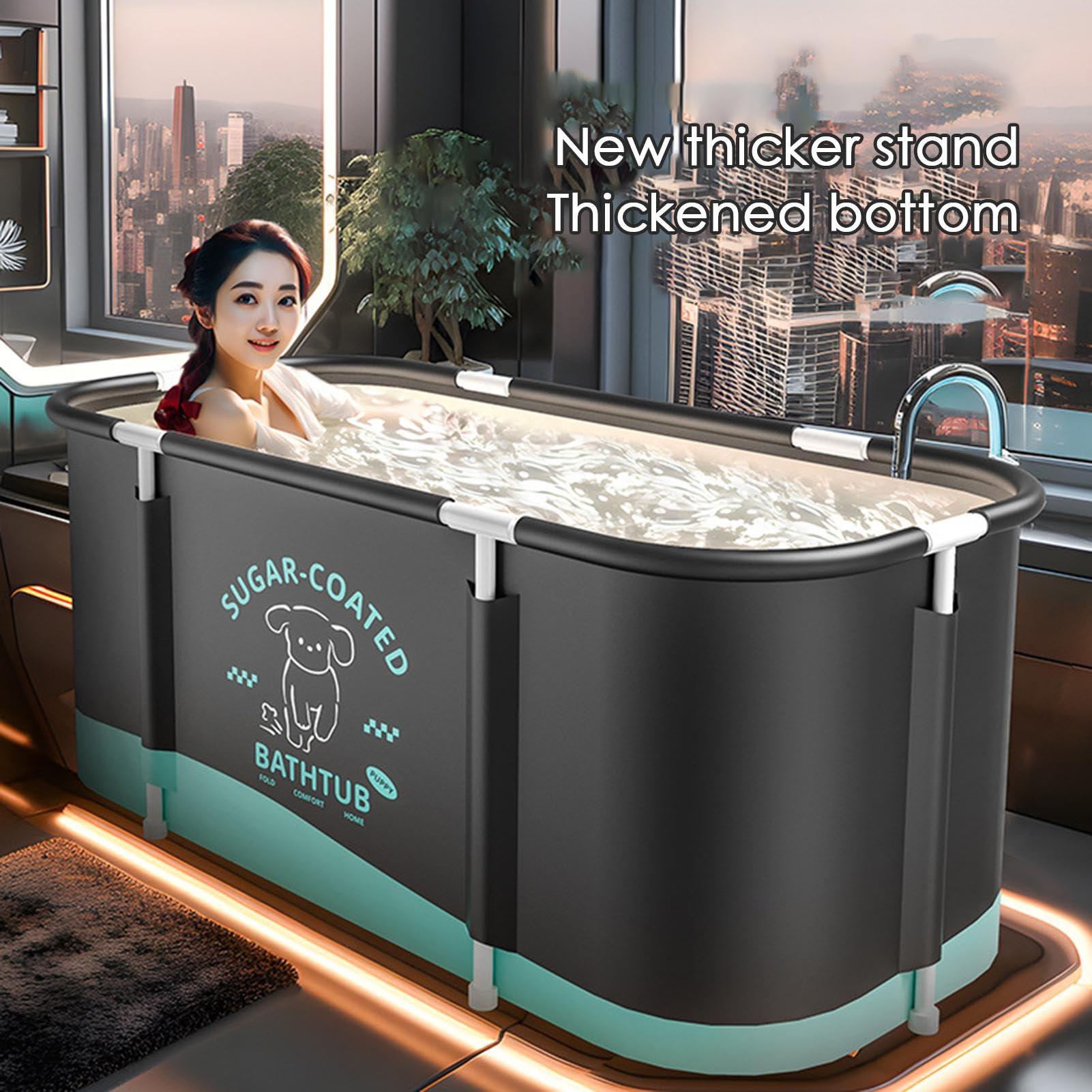 Klappbare Badewanne Verstärkte Großraum-Badewanne | 115x60x50 cm Kaltbadewanne für Zuhause, Camping, Garten, Terrasse, Sommer, Schwimmbad, Waschbad