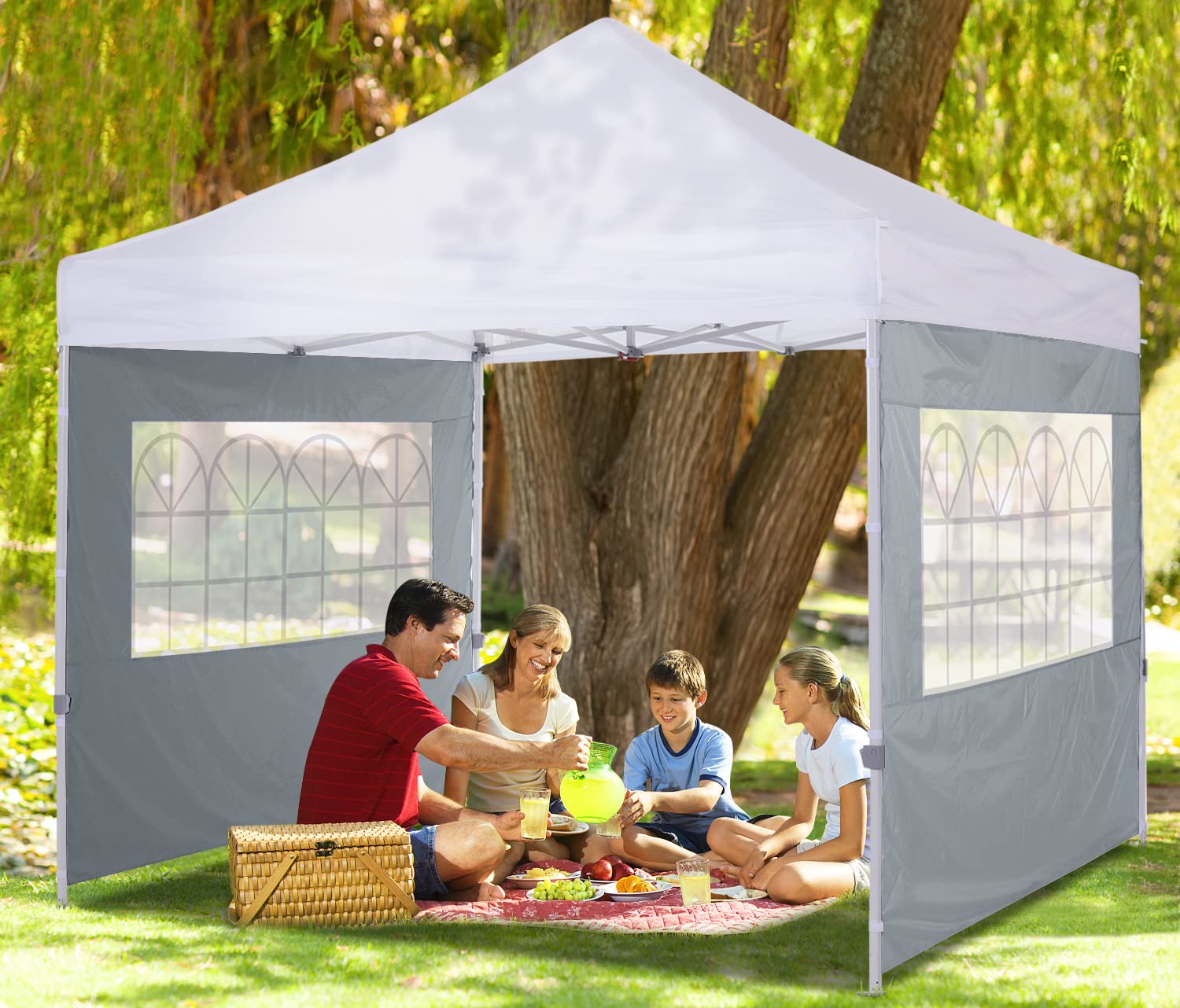 SANWAY Sonnenwand Für Pop-up-Zelt – 25,4 X 25,4 Cm, Wasserdicht, UV-Schutz, Mit Taschen, Dunkelgrau