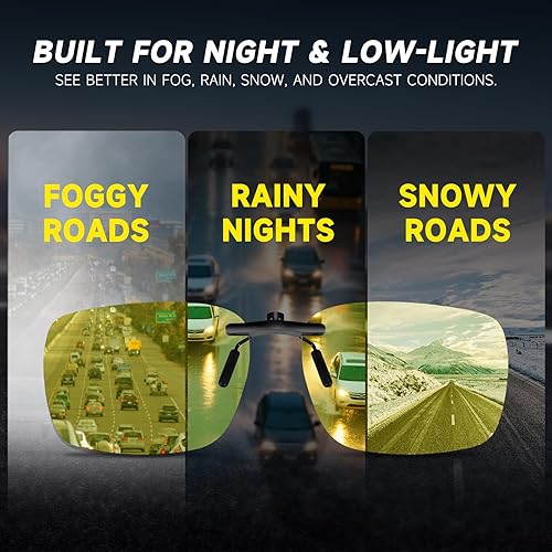 Miniatura 4 de Polarized Clip-On & Flip-Up Driving Glasses Night Vision & Sun Lenses, UV400 Over-Glasses
