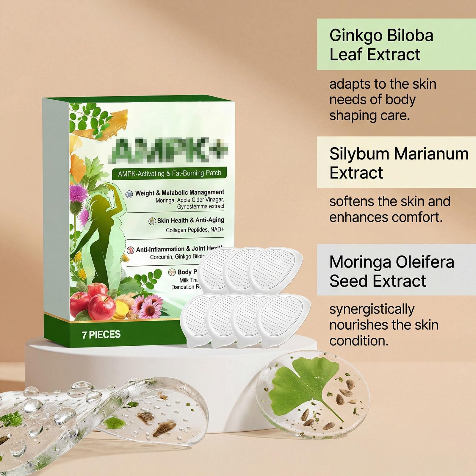 Plaster Moringa 10-w-1, naturalne odchudzanie na utratę,naturalne składniki | Naturalny plaster aktywujący, wspiera metabolizm, oczyszcza ciało, pomaga w dobrostanie stawów i w utrzymaniu wagi.