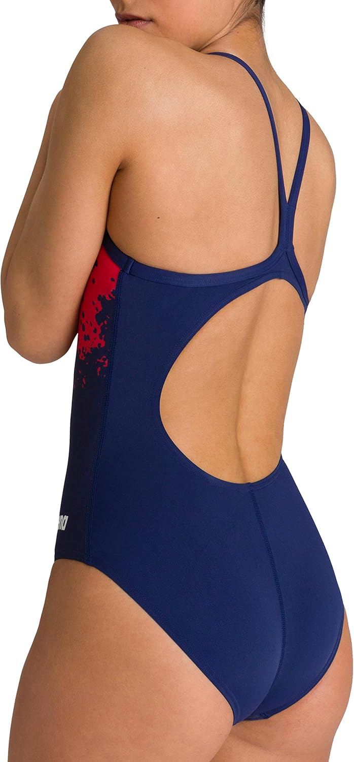ARENA Spraypaint Light Drop Back MaxLife One Piece Swimsuit, Red - White - Navy, 20 - Image 5