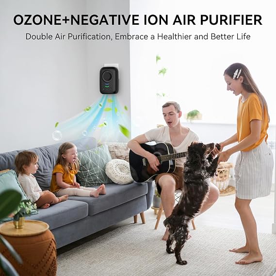 Ionic Air Purifier,Plug-in&USB Air Ionizers for Home,Quite Filterless Ionizer Air Purifier Ozone for Home,Bedroom,Kitchen,Bathroom,Office(black)