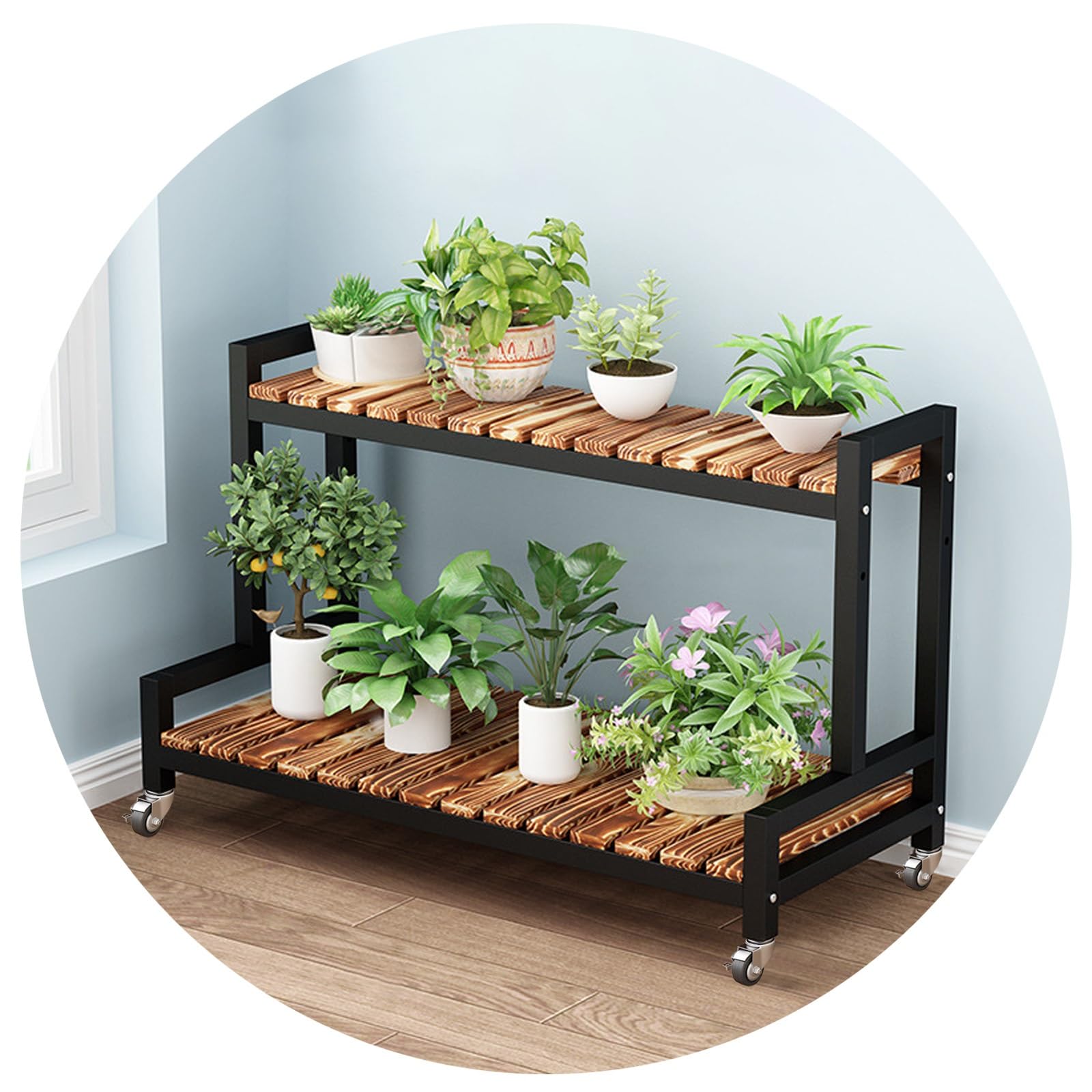 Estante de escalera rodante para plantas, 2/3 niveles, para interiores y exteriores, ahorro de espacio, para plantas, zapatos y sto – perfecto para patio, jardín y balcón