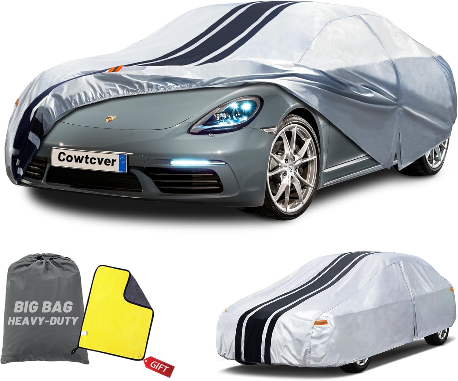 10-Layer Waterproof Sport/Coupe/Cabriolet Car Cover. All Weather Full Outdoor Covers. 718, Cayman Boxster, BMW Z4, Nissan 350Z etc. Size A2 (Length Up to 177 inch)