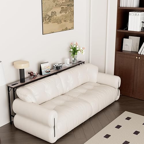 Miniatura 9 de Aduanbang Mesa consola estrecha de 78.7 pulgadas con tomacorriente, juego de 2 mesas de sofá, mesa detrás del sofá, mesas de entrada largas con