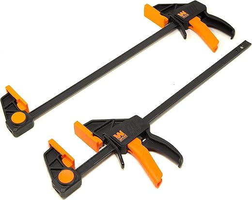 WEN CLR122 12-Inch Heavy Duty Steel Bar Clamps and Spreaders with 2.3-Inch Throat, Two Pack, Black