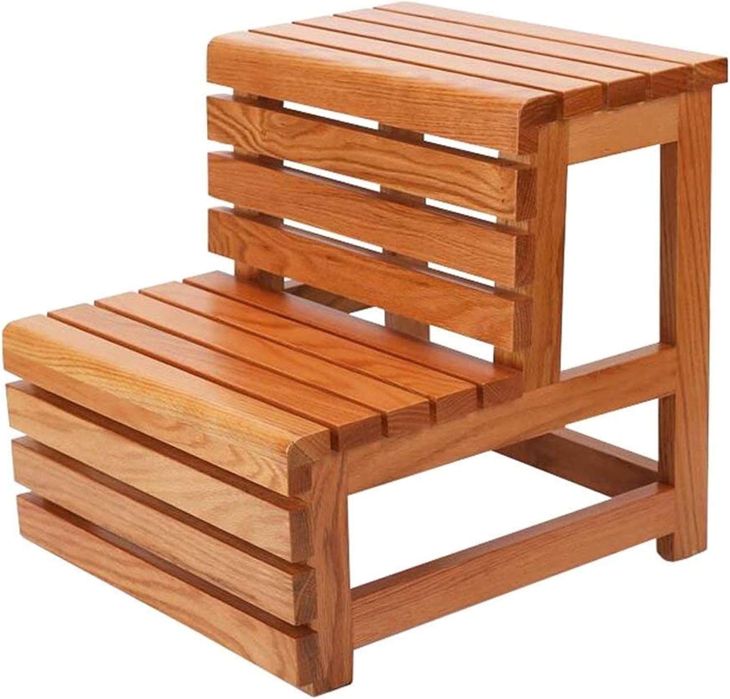 Teak Wooden 2-Step Stool | Sturdy Multipurpose Step Ladder | Natural Wood Finish | for Kitchen & Bedroom Use | Size: 45 x 46 x 42 cm | (03)-image-31