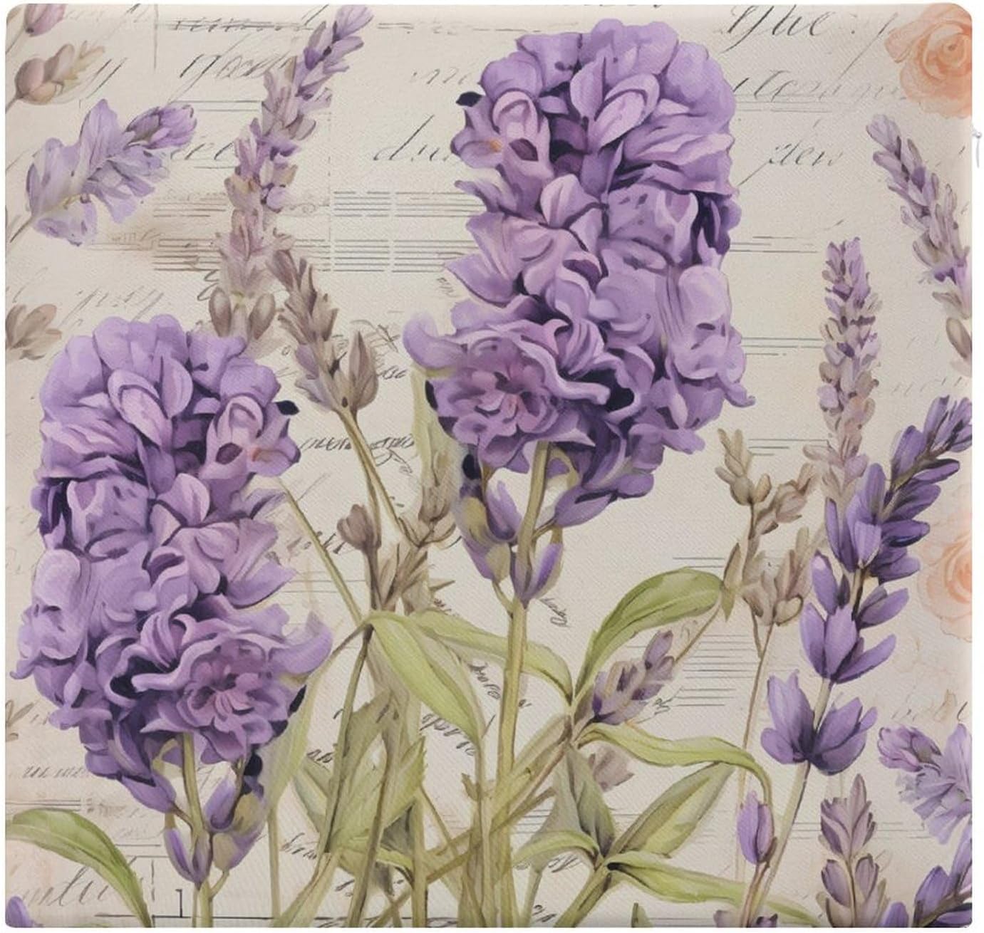 Lavender Flowers Musical Notes Floor Pillow Meditation Yoga Cushion Square Chair Cushion Pillows Seating for Adults