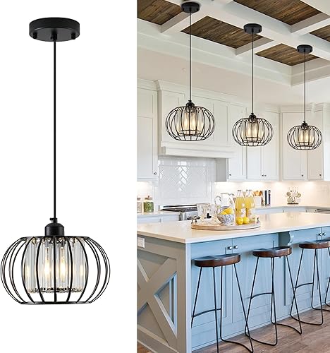 Lámpara colgante negra, luces colgantes de granja con cristal, mini luz colgante ajustable para cocina, moderna lámpara colgante industrial de disponible en Yaxa Peru