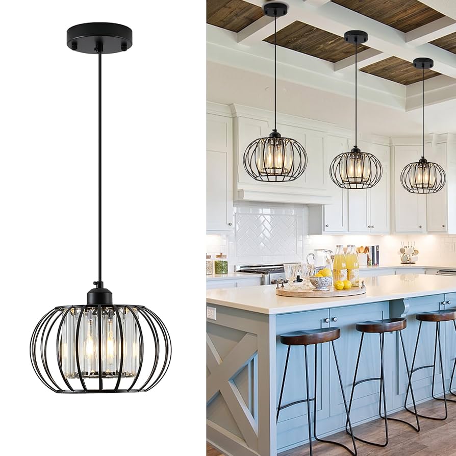XSDeTu Black Pendant Light Fixture, Farmhouse Hanging Lights