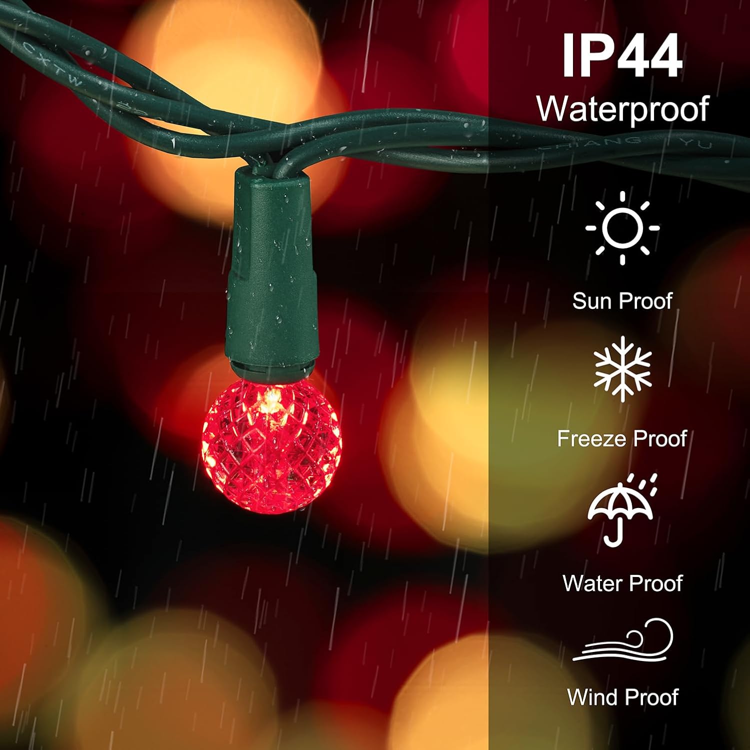 BOHON Christmas Lights Outdoor Faceted G15 50 LEDs Red and Warm White image 5