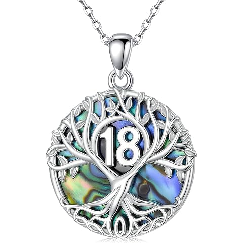 JUSTKIDSTOY Birthday Gifts Necklace for Women 925 Sterling Silver Tree of Life Abalone Shell Pendant Jewelry Birthday Gifts for Sister