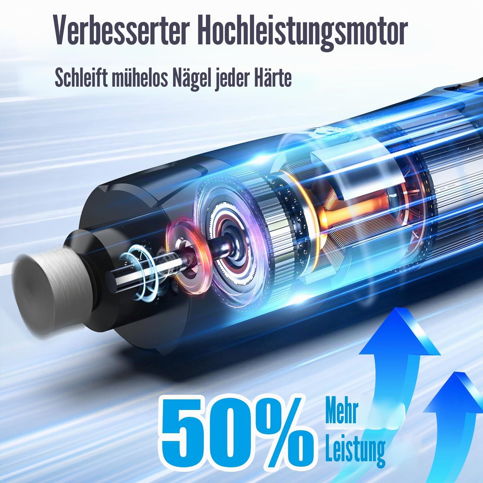 Casfuy Neue 6-Gang Krallenschleifer für Hunde – 50% Mehr Leistung mit 2 LED Lichtern Leise 7 Stunden Laufzeit Elektrischer Hund Nagelschleifer für Große Mittelgroße Kleine Hunde und Katzen