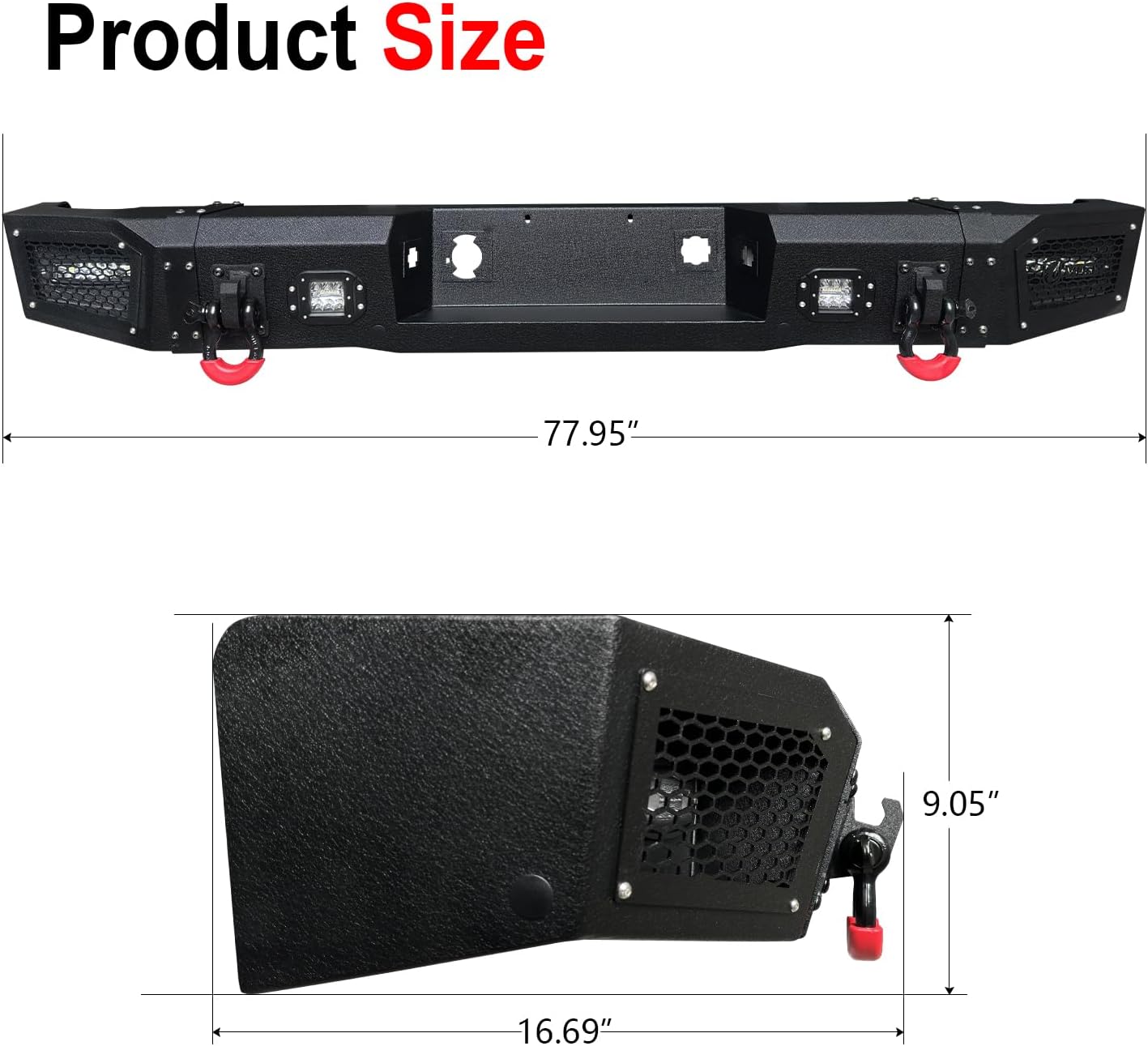 Front and Rear Bumper Texture black Compatible with 2011 2012 2013 2014 Chevy Silverado 2500/3500 w/Winch Plate and 9 LED Lights and 4 D-Rings