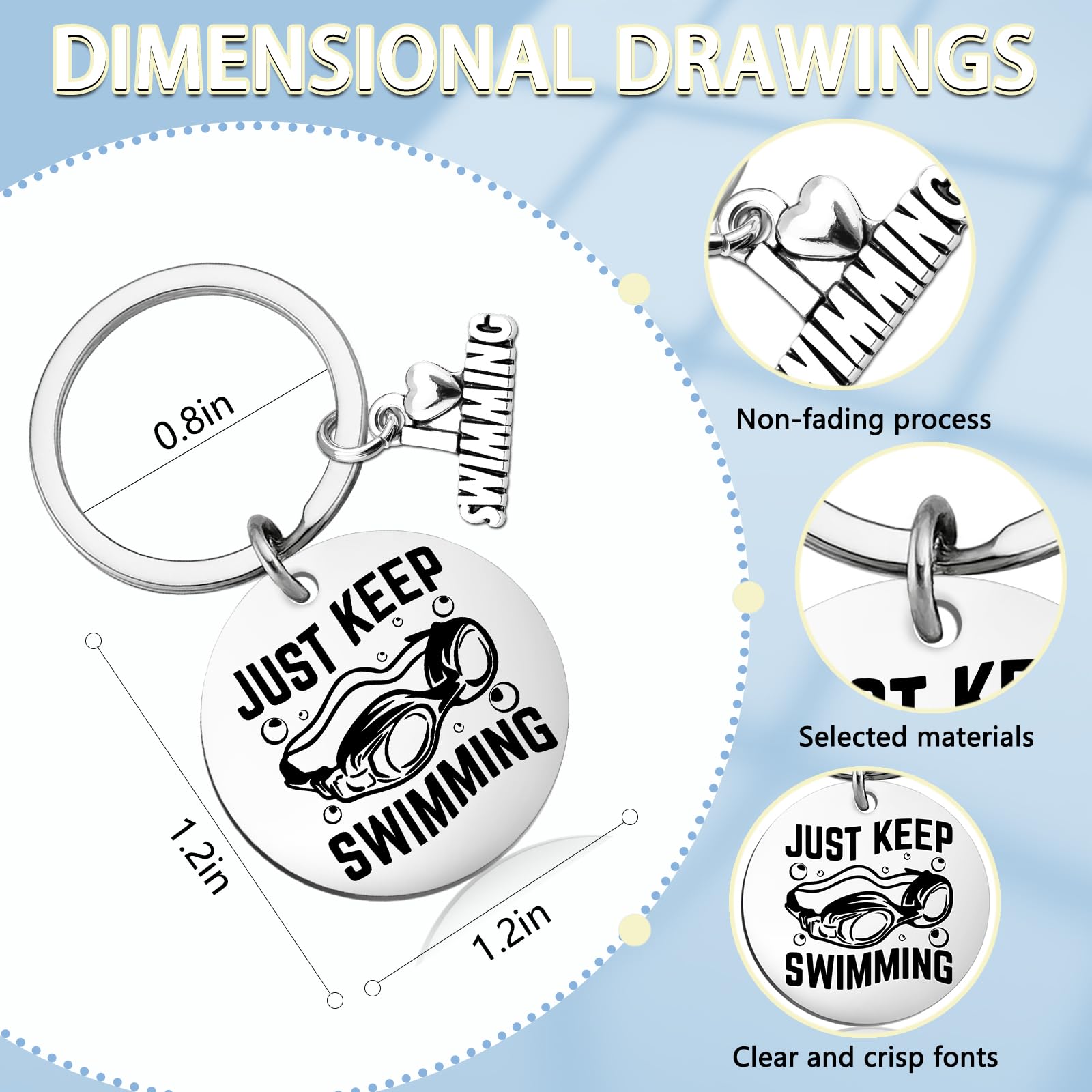 Swimming Accessories Gifts for Swimmers Swim Gifts for Men Women Boys Girls Swimmer Gifts for Swimming Lovers Coach Unique Swimmers Pool Keychain Swim Stuff