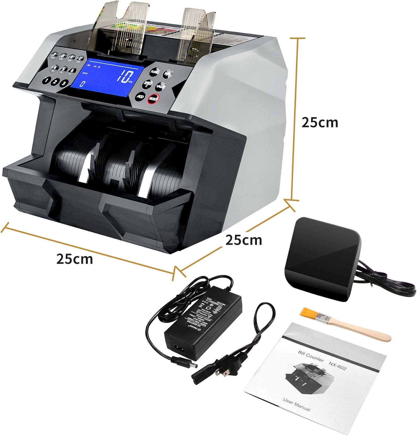 Money Counter with UV MG IR Counterfeit Detection, Aneken Top Loading Bill Counter with Value Count, Speed 1,300 Notes/Min, Add Batch Modes, No Jam : Office Products