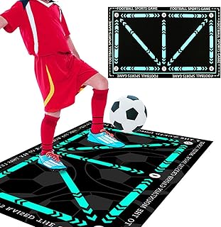 Football Training Mat Skills Mat Gym Children\'s Fluorescent Footballs Ball Mastery Mats 4 Kickers Football Dribble Footstep Training Mats Ball Non-Slip Control Footballs Accessories for Kids