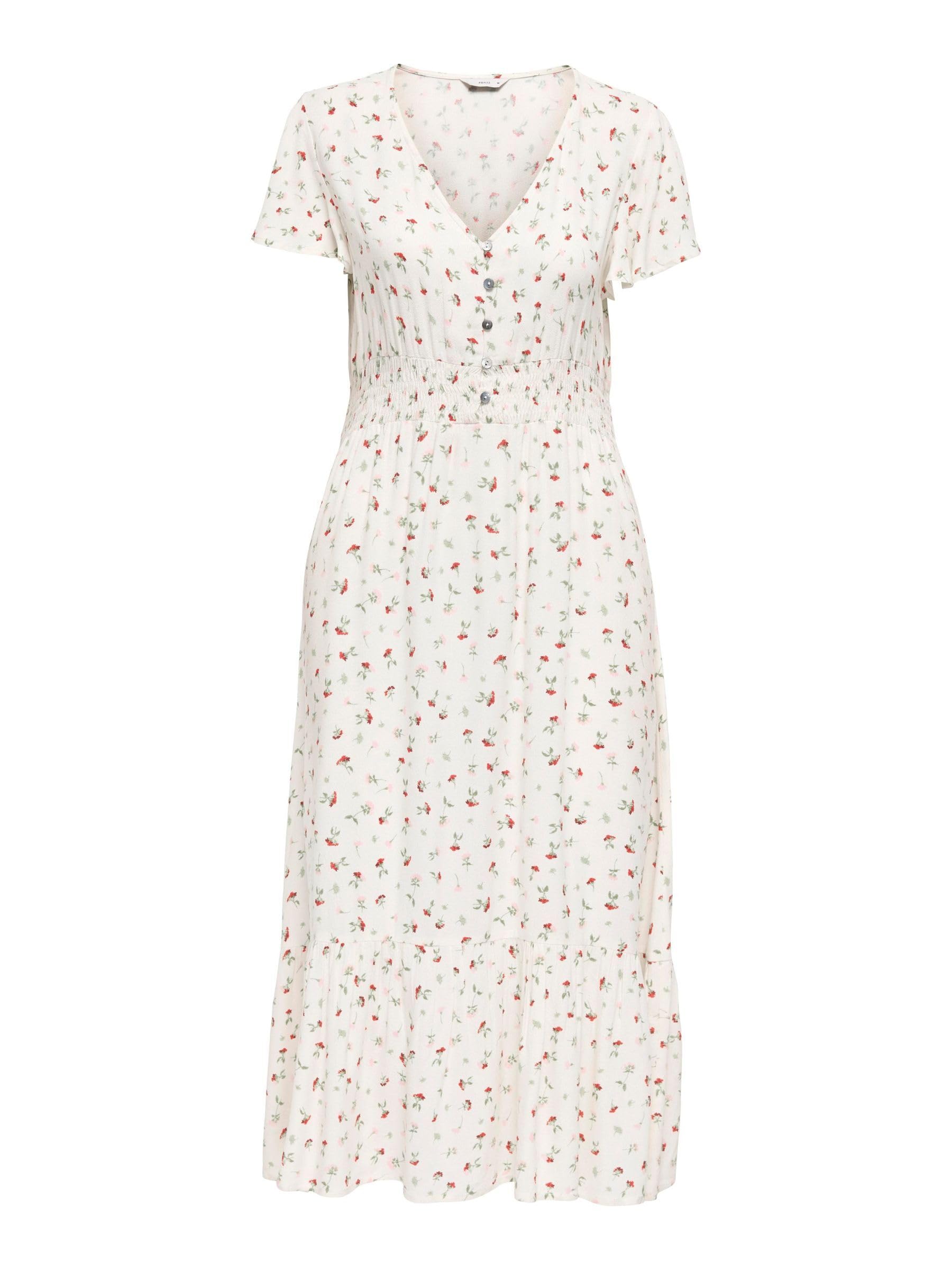 ONLY Damen Onlmarianne Life S/S Midi Dress WVN Alltagskleid Mit V-Ausschnitt Und Kurzen Ärmeln (1er Pack)