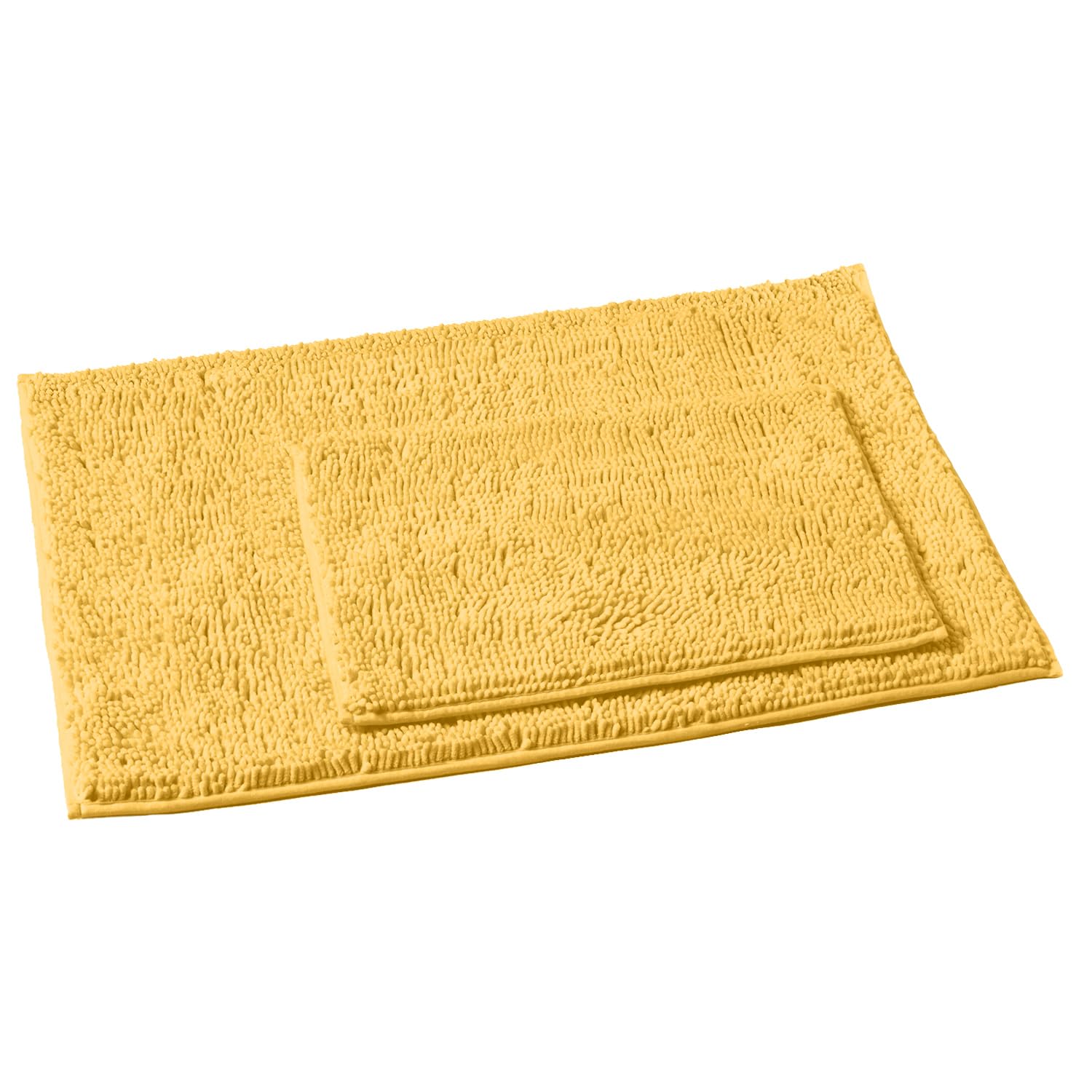 Tapis de salle de bain en chenille LuxUrux jaune lot de 2