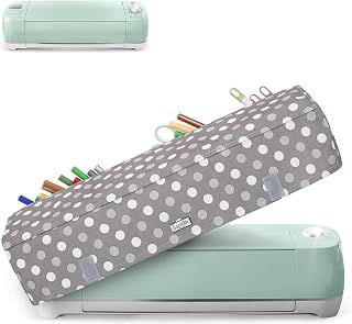 Luxja Dust Cover Compatible with Cricut Explore Air and Explore Air 2, Dust Cover with Back Pockets, Gray Dots