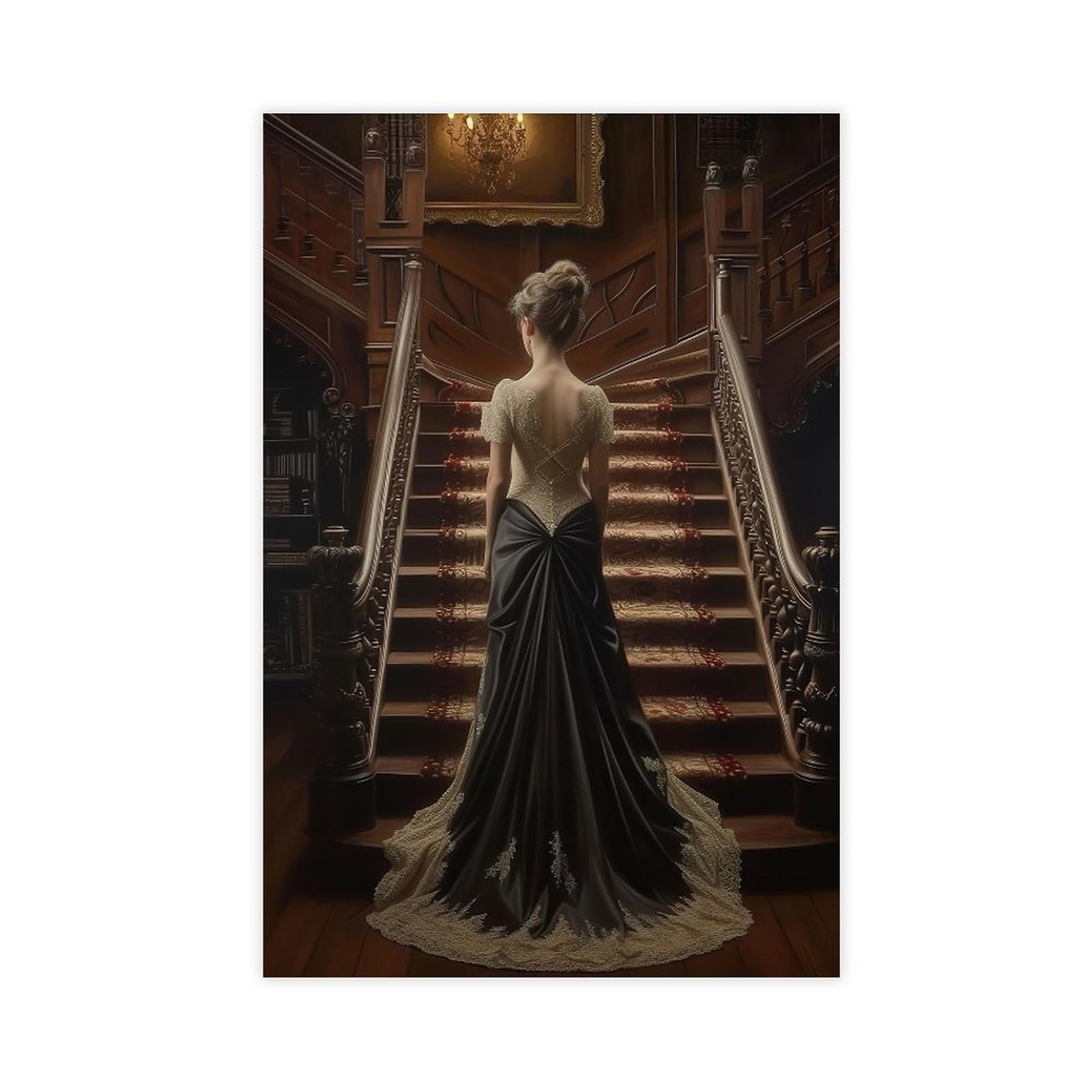 Bareronor Purple Victorian Woman Canvas Poster Bedroom Decor Landscape Office Room Decor Gift 12" L X 18" W