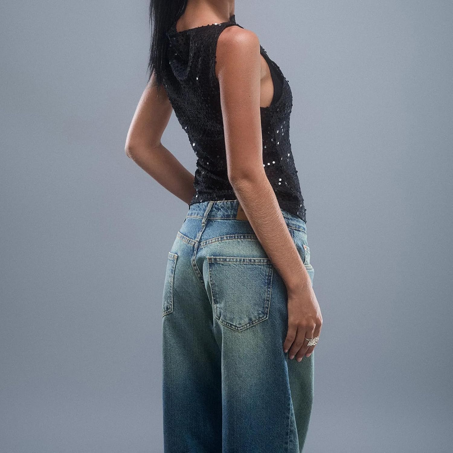 Women’s Sexy Knitted Glitter Crop Tank Top Y2K Sleeveless Crewneck Mesh Shirts Tops Bling Glitter Outfit Top - Image 6