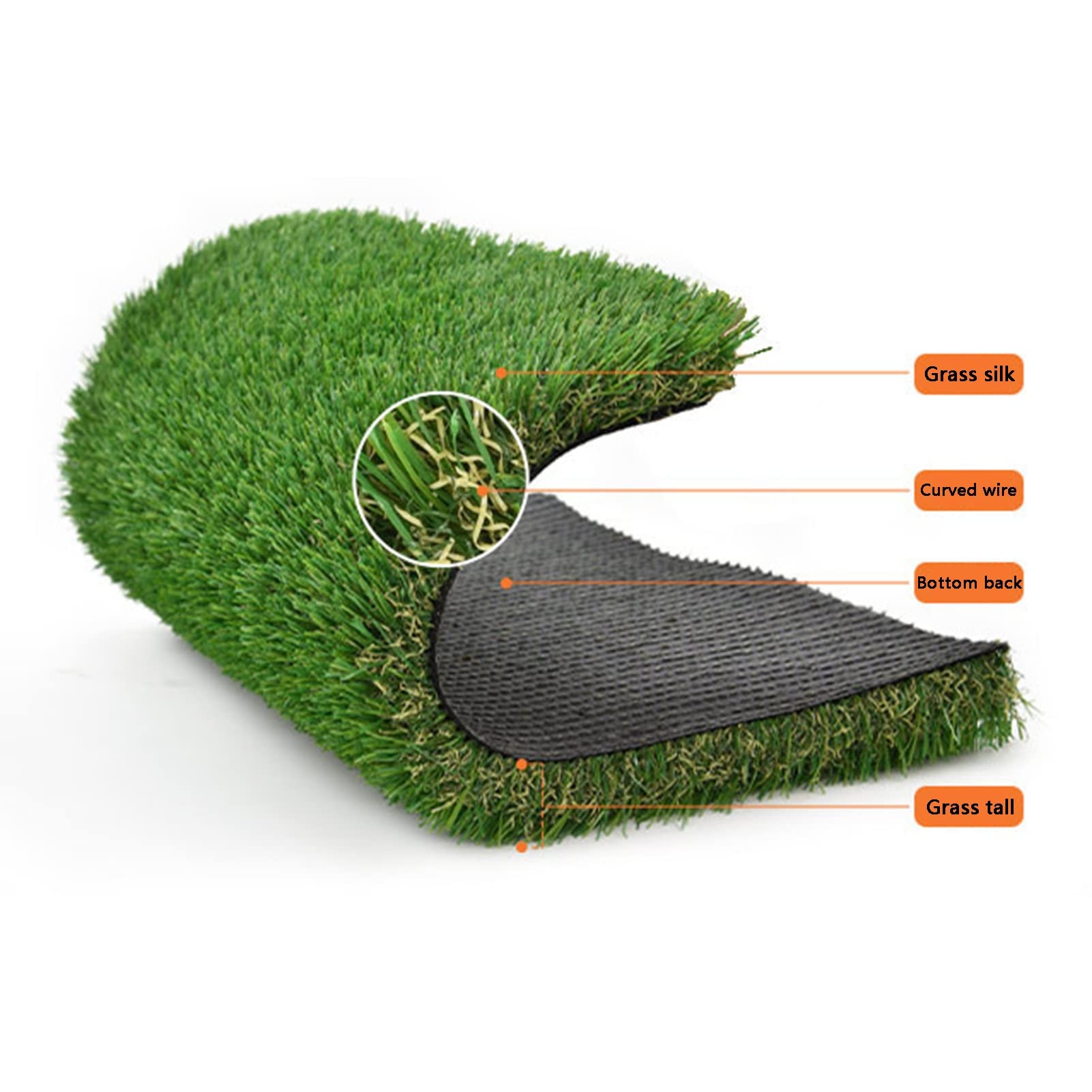 Gazon synthétique Pelouse Artificielle Verte Anti-UV Facile à Nettoyer for balcons, terrasses et Jardins