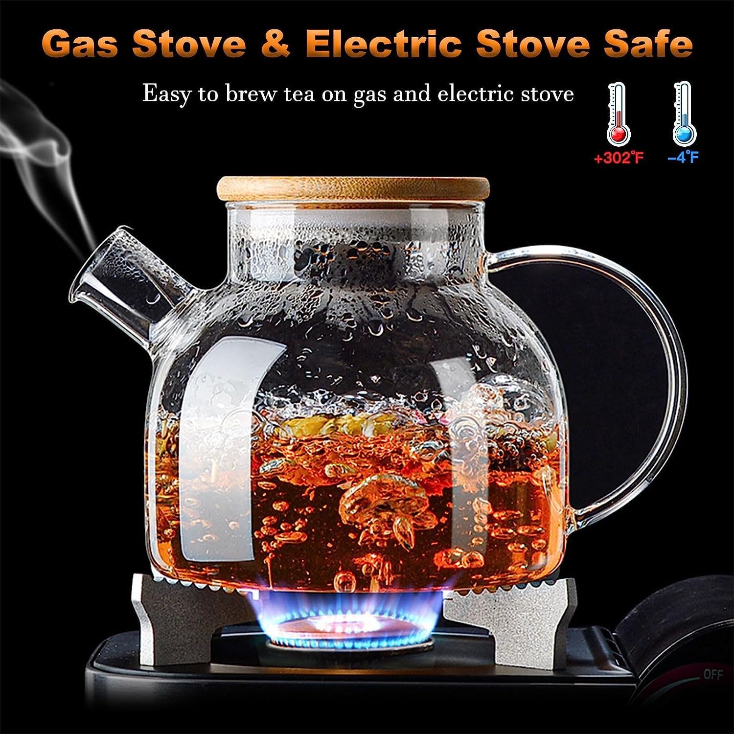 Glass Teapot - 1000ml Tea Kettle with Filter -6
