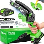 TIETOC Mini Chainsaw Cordless 6 Inch with Large Batteries, 880w Electric Chainsaw with Oiler System,Small Battery Chainsaw for Wood/Trees Cutting for Men Dad Husband Gadget