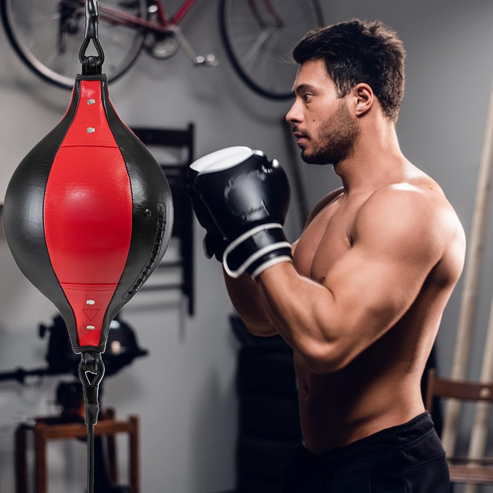 Double End Ball – Palla da boxe elastica, in pelle PU portatile, per allenamento di coordinazione, per la casa, il giardino