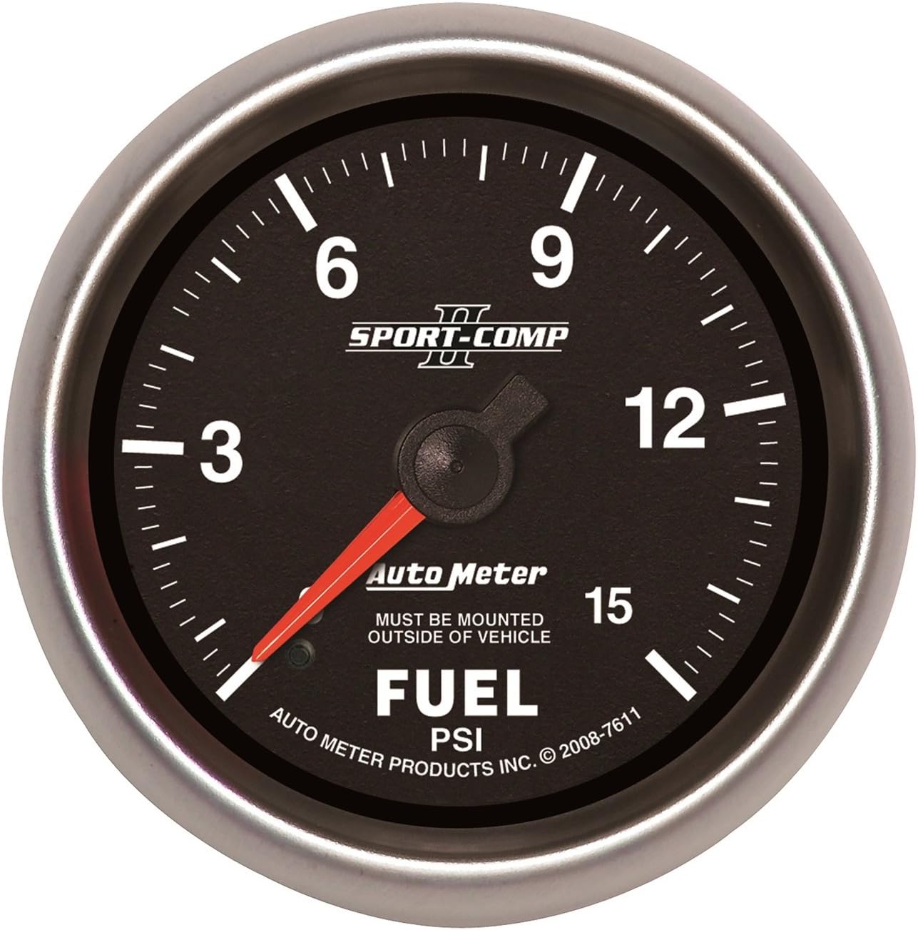 Auto Meter 7611 Sport-Comp II 2-5/8" 0-15 PSI Mechanical No Tube Fuel Pressure Gauge