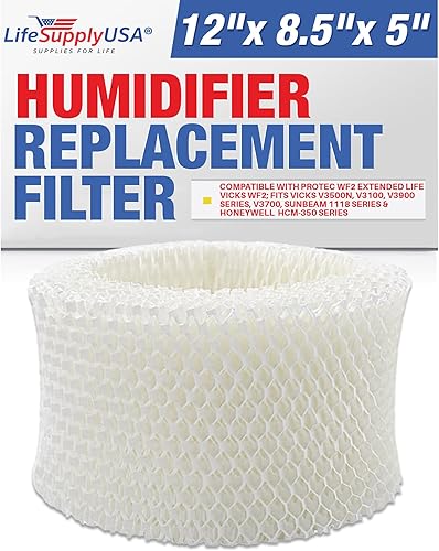 LifeSupplyUSA Filtro humidificador compatible con Protec WF2 Extended Life Vicks WF2 se adapta a Vicks V3500N, V3100, V3900 Series, V3700, Sunbeam
