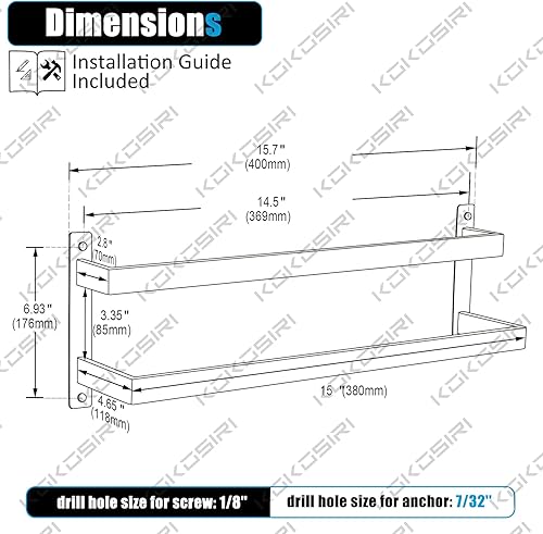 Miniatura 2 de KOKOSIRI Toalleros de baño de 16 pulgadas con escalera de 2 niveles de oro cepillado, toalleros montados en la pared, estantes de acero inoxidable,