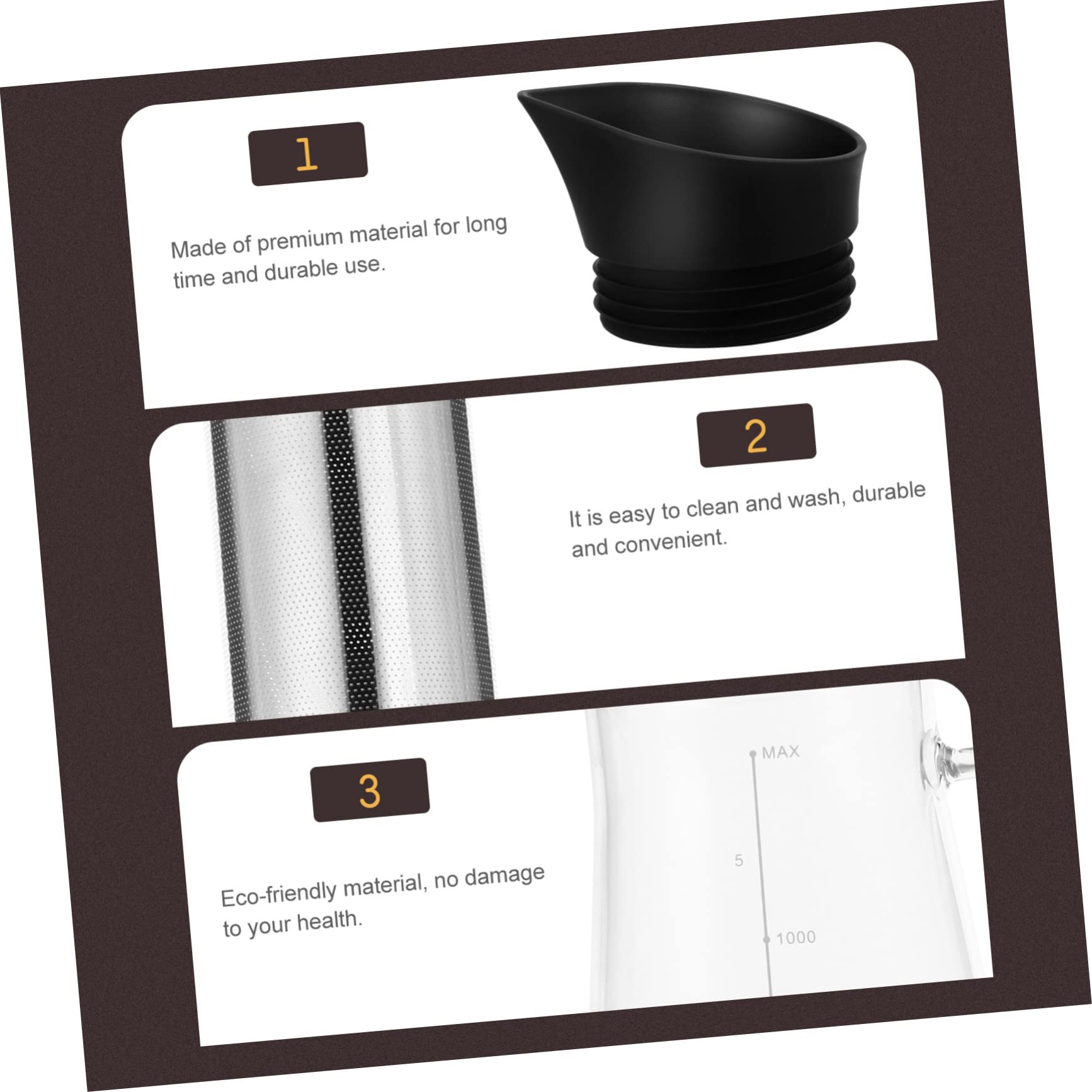 MUCKLILY 1Pc Cold Brew Coffee Pot Large Capacity Glass Coffee Kettle with Filter Borosilicate Design for Smooth Brewed Coffee and Tea for Home Use and Travel