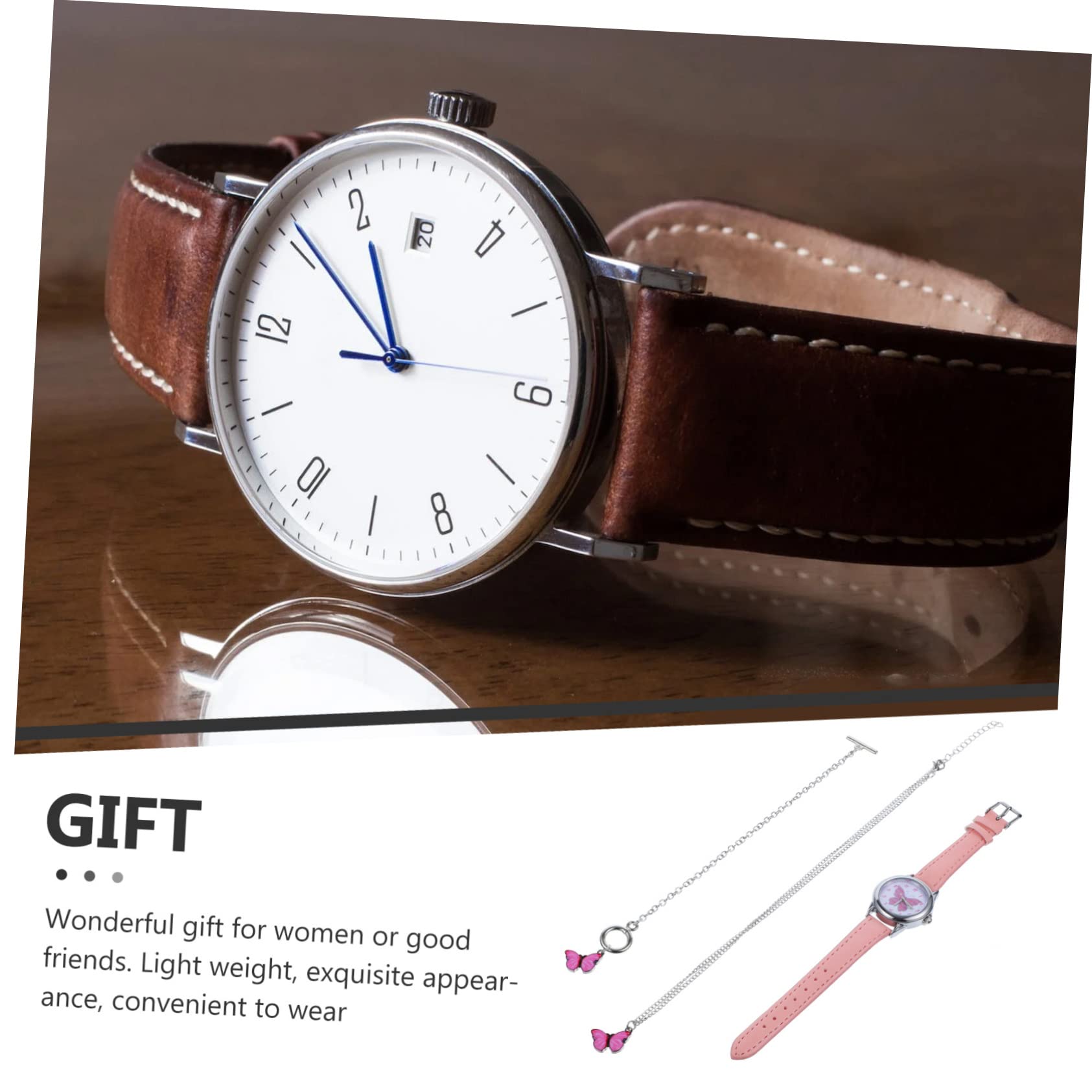 4sätze Dekorativer Armbanduhr Mit Armband Und Halskette Stilvolles Mädchen-Accessoire Mit Schmetterlingen Langlebige Quarzuhr Im Minimalistischen Design Für Junge Mädchen Und