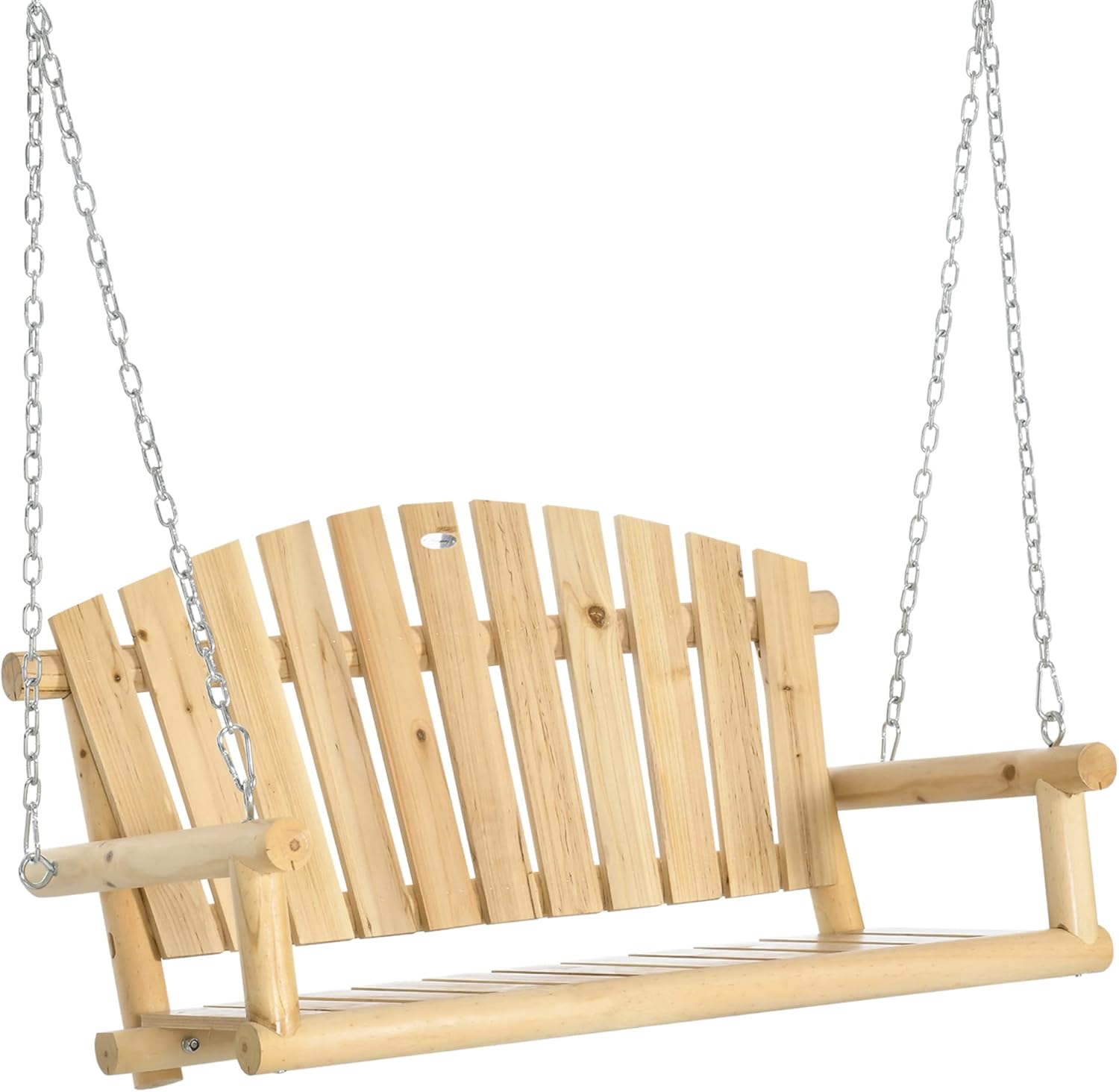 2-Seater Porch Swing, Hanging Outdoor Swing Bench with Metal Chains for Deck, Patio, Garden, Backyard