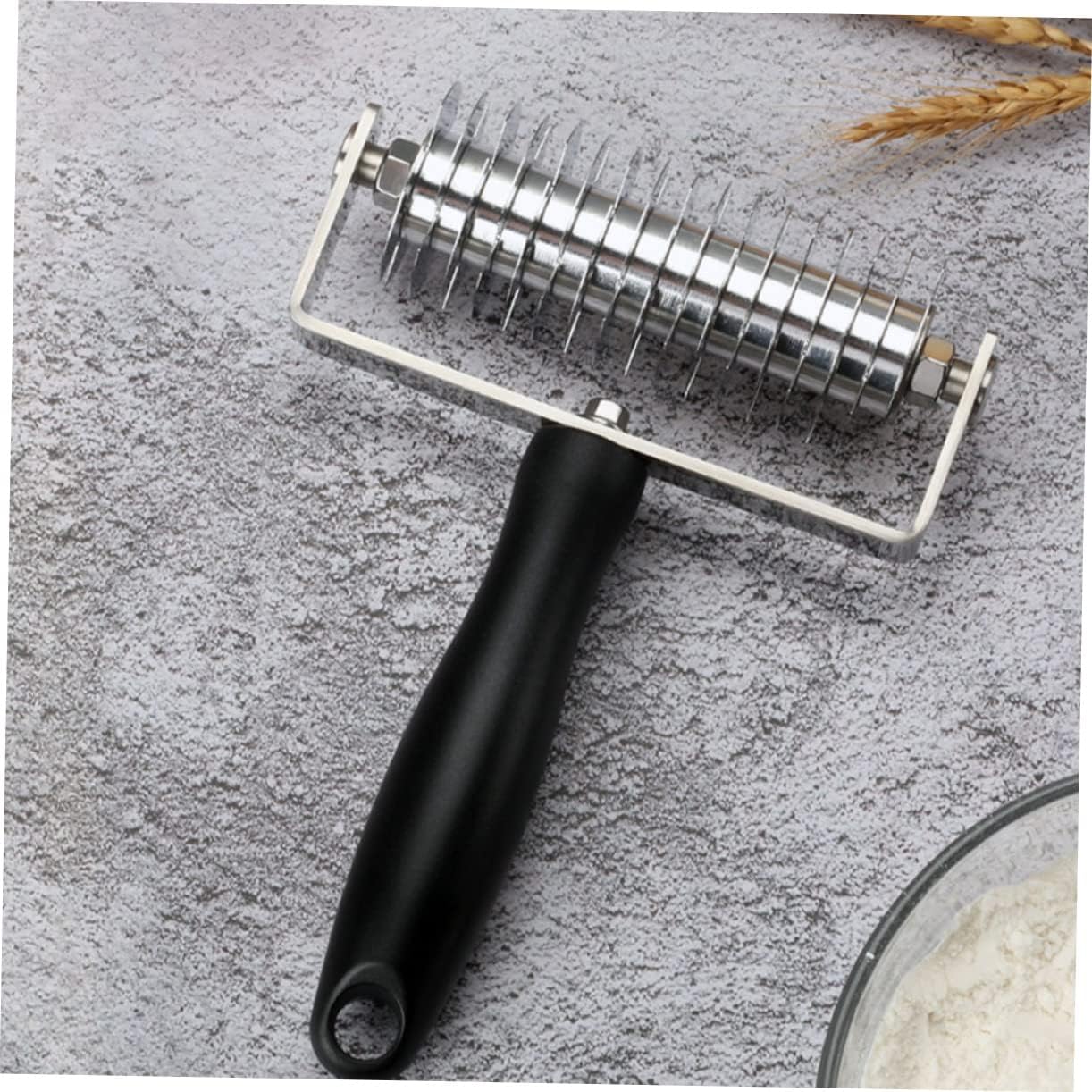 Alipis Stainless Steel Dough Lattice Roller Cutter with Black Handle Multipurpose and Pizza Pastry Lattice Cutter Tool for DIY Baking Easy Rolling Design for Cookies Bread and Cake