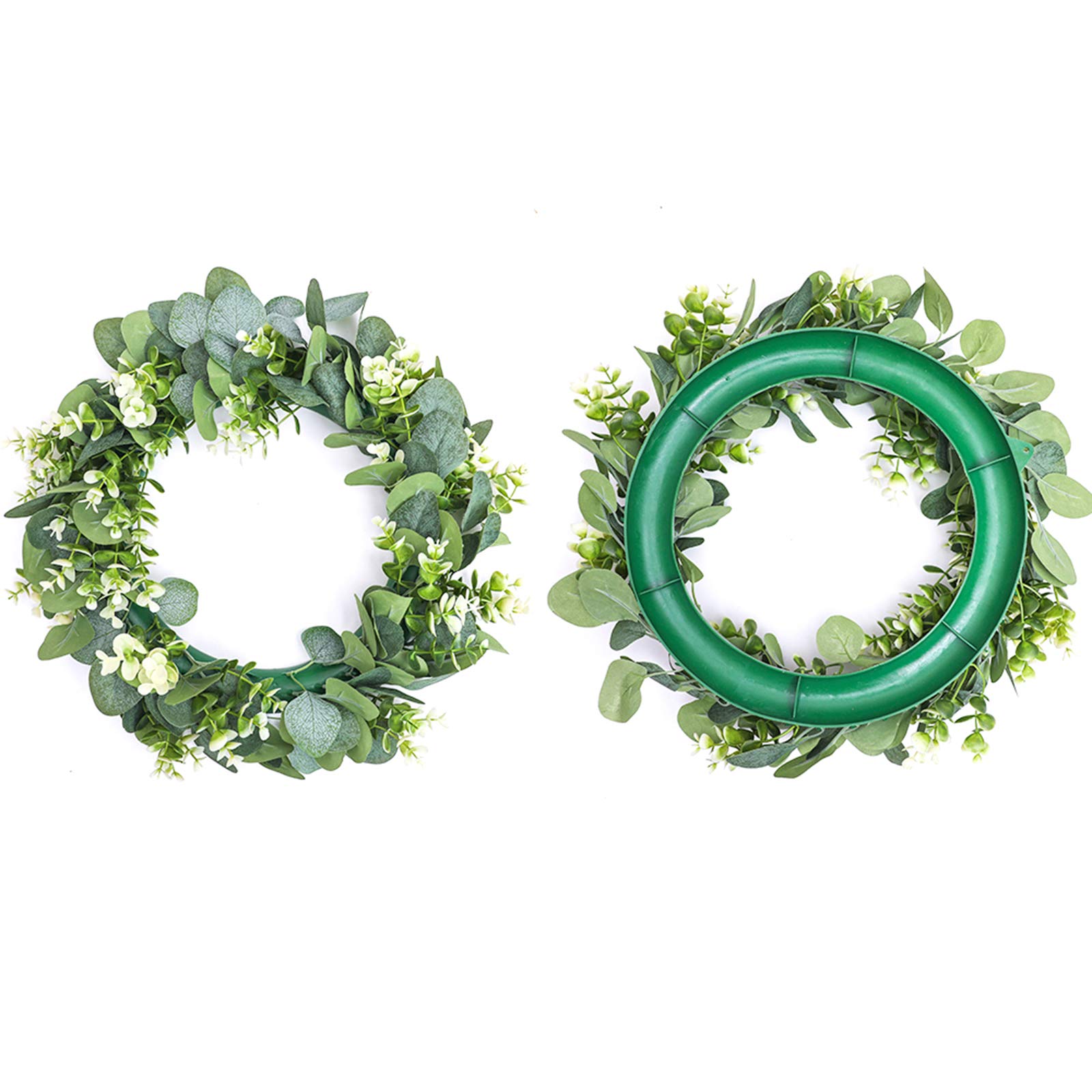 Luzkey Couronne D'Eucalyptus Artificiel Couronne D'Eucalyptus Vert, Couronne De Verdure Guirlande, Pour La Décoration De Porche De Fenêtres De Jardin De Ferme