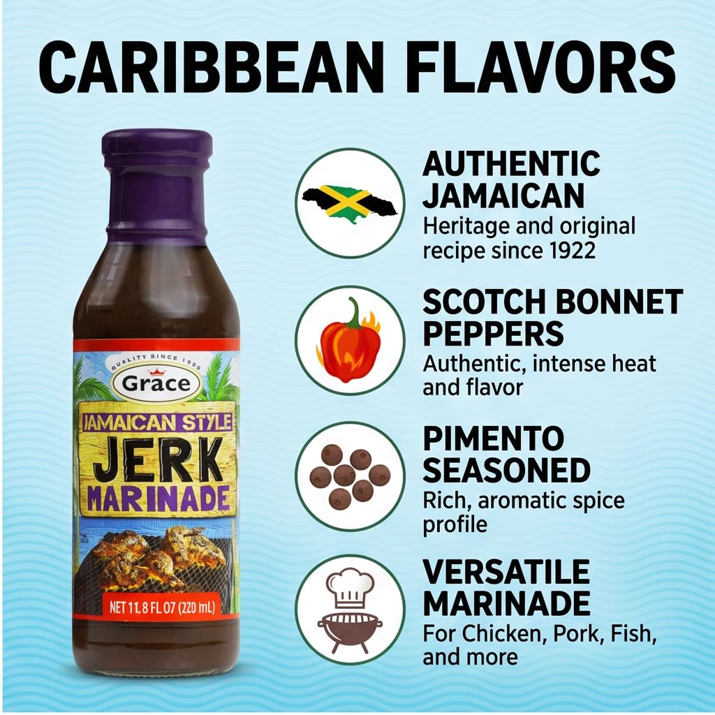Grace Jerk Marinade Jamaican Jerk Marinade Sauce 12 OZ (Pack of 3) with Random Item image 3