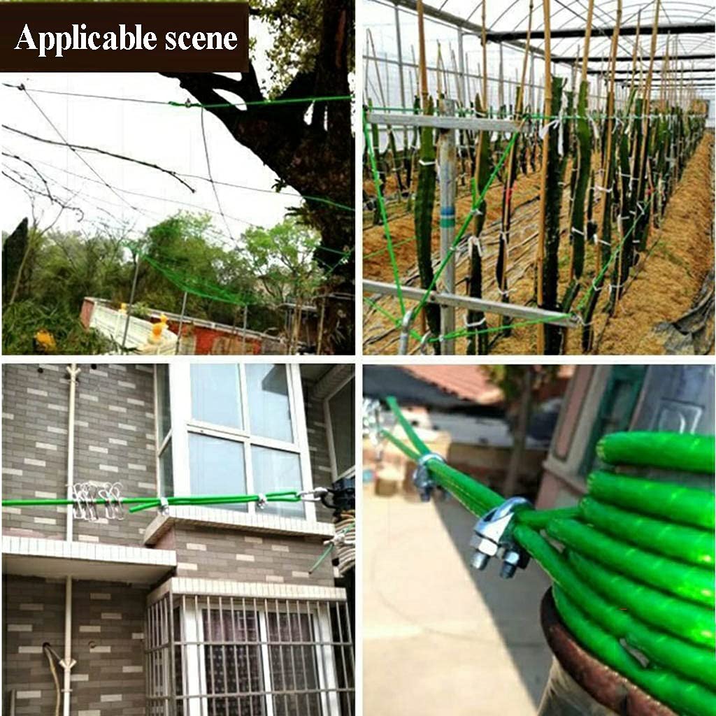Kit di filo per catenaria da 100 m, in acciaio inox rivestito in PVC, per piante rampicanti, kit per traliccio per l'addestramento delle piante, kit di cavi per giardino