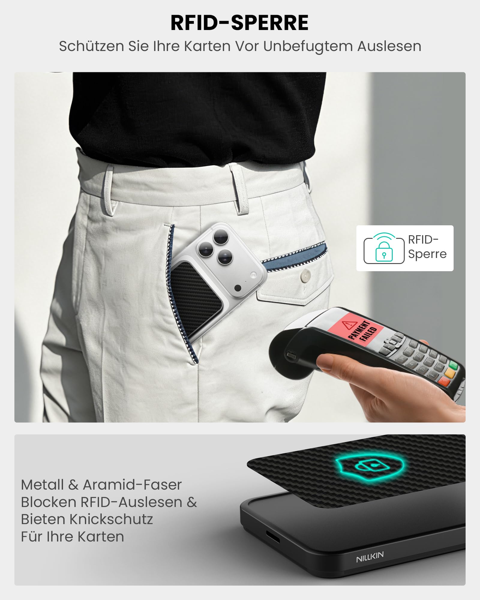 Nillkin Handy Kartenhalter für MagSafe Wallet - Ultra Leichter Kohlefaser Verstellbar Ständer, Karten Halter mit 3 Kartenfächer, Magnetischer Wallet Halter für iPhone 17