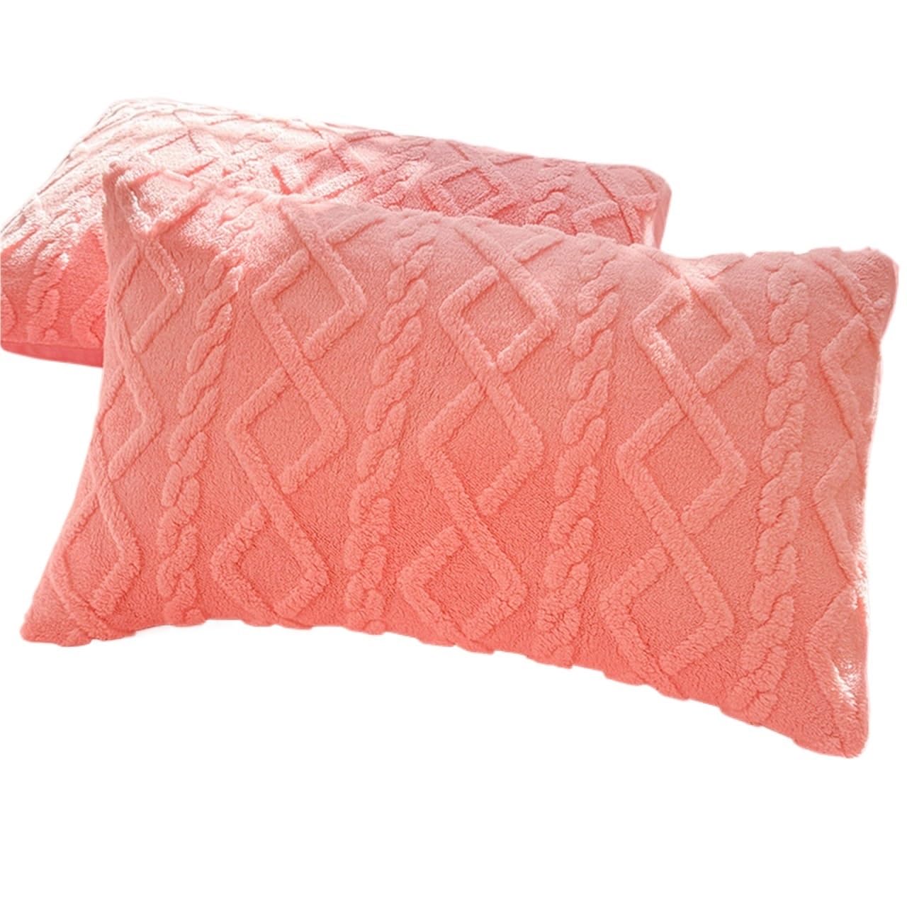 Housse de coussin velours 48x74cm isolante pour un lit chaud en hiver