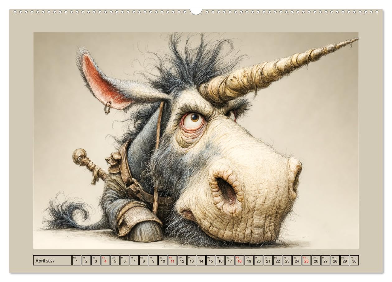 Wundersame Pferde. Karikaturen zwischen Humor, Melancholie und Fantasie (hochwertiger Wandkalender 2027 DIN A2 quer), Kunstdruck in Hochglanz: ... Humor und Tiefe verzaubern (CALVENDO Tiere)
