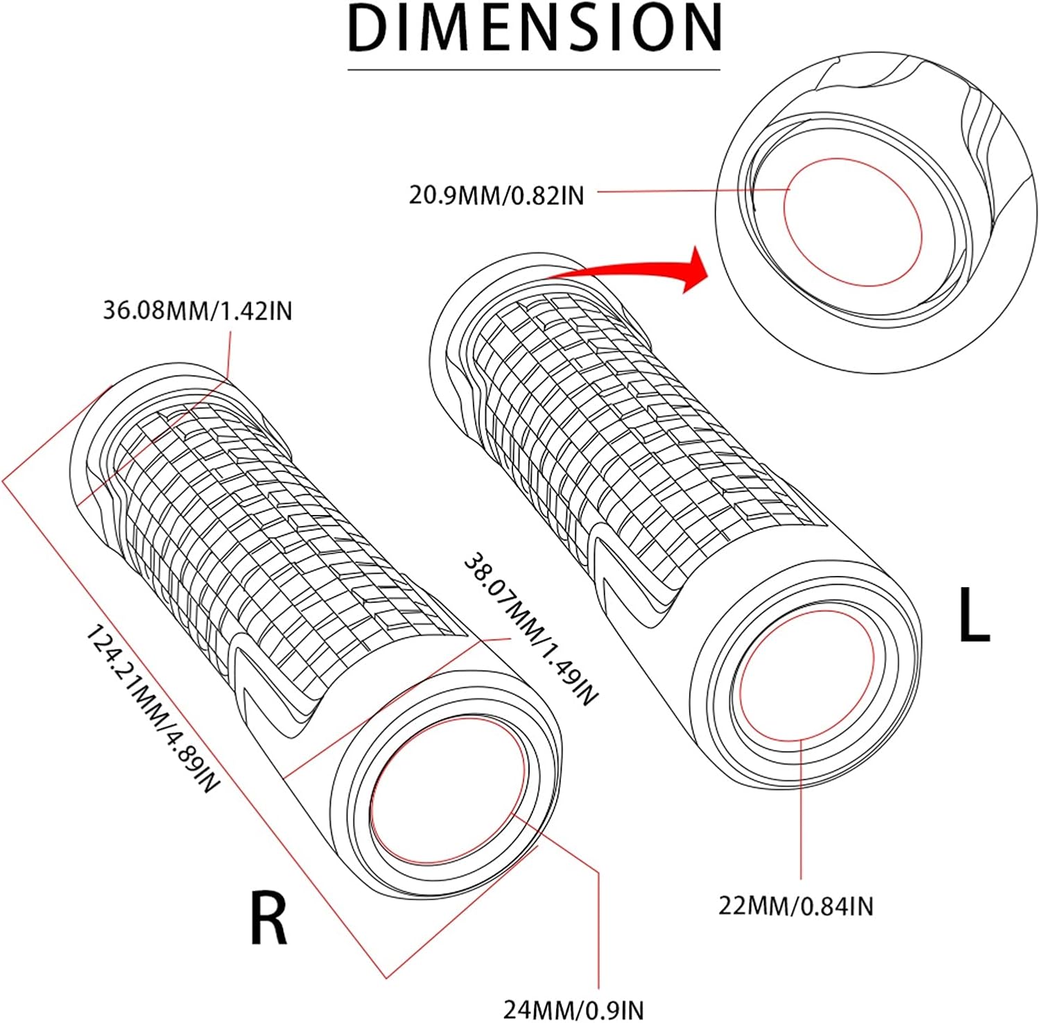 for Suzuki SV650 SV650S SV 650 650S 1999-2016 Motorcycle Anti-Skid Handlebar End Handlebar Hand Grips Rubber Grip Ends Plug 7/8'' 22mm with Logo Handle Bar (Color : Red)