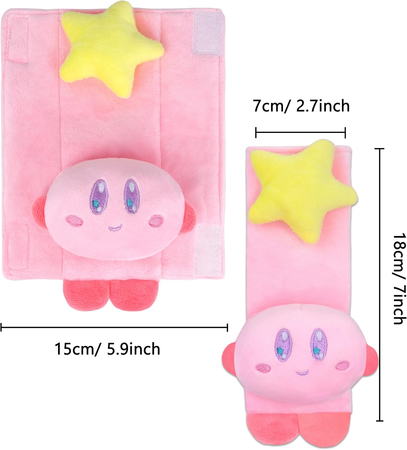 Roffatide Anime Kirby 2 PCS Car Seatbelt Shoulder Pad Seat Belt Cover Protector Plush Compatible with All Cars