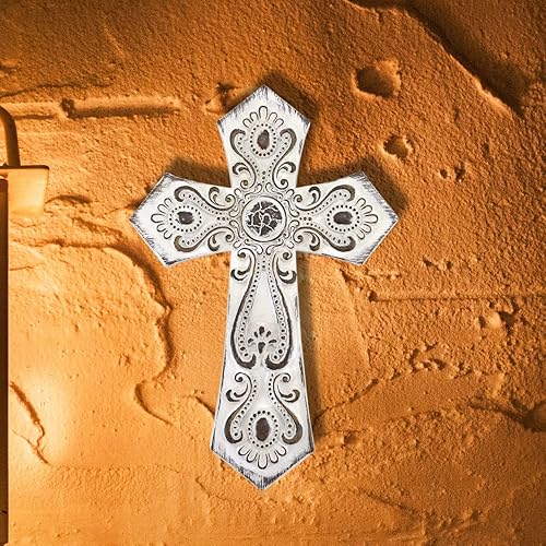 Miniatura 4 de Comfy Hour Faith and Hope Collection - Cruz de pared de tótem clásico blanco, estilo antiguo