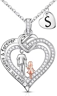 Gifts for Daughter from Dad - 925 Sterling Silver Heart Pendant Initial Necklace Daughter Gifts from Dad Christmas Birthday Gifts for Daughter Teen Girl Jewelry Gifts