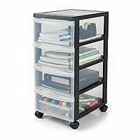 Iris Ohyama Cassettiera in Plastica con ruote, 4 Cassetti Piccoli