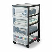 Iris Ohyama Cassettiera in Plastica con ruote, 4 Cassetti Piccoli, Nero, Maniglie facili da tirare, Organizzatore, Per Camera Da Letto, Bagno, Scuola e Ufficio, Senza BPA, Contenitore, DC-004